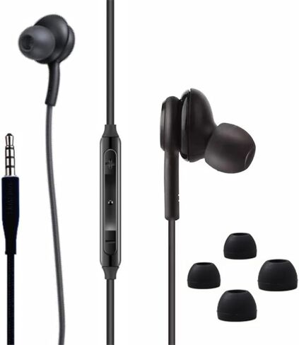 2024 in-Ear earplug Stereo Headphones for Samsung Galaxy S10, S10E, S10+, S8, S8+, S9, S9+, Note 9- Designed by AKG - 3.5 mm Jack with Microphone and Volume Buttons (Black) in Kuwait
