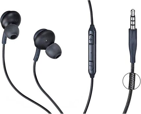 2024 in-Ear earplug Stereo Headphones for Samsung Galaxy S10, S10E, S10+, S8, S8+, S9, S9+, Note 9- Designed by AKG - 3.5 mm Jack with Microphone and Volume Buttons (Black) in Kuwait