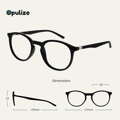 OPULIZE Met - نظارات للقراءة زرقاء تحجب الضوء، 3 قطع بإطار دائري نحيف ومفصلات زنبركية لتحسين النوم وألعاب الكمبيوتر ومضادة للانعكاس وشفاف رمادي للرجال والنساء BBB60-7 +2.50 in Saudi Arabia