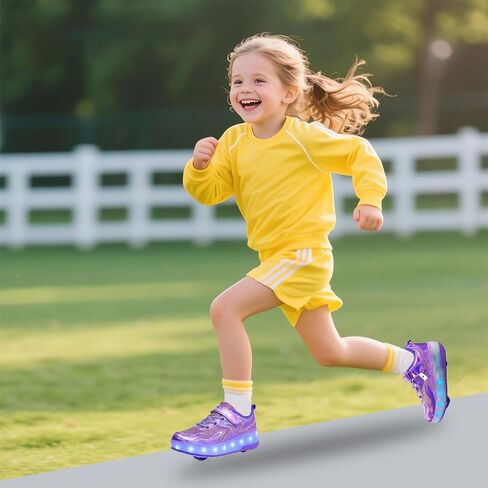 Girls Roller Shoes LED Lights Up Sneakers with Wheels Removable Lightweight Roller Skates Boys Beginners Trainers Skate Comfortable Sports Footwear Athletic USB Charge Sneaker Kids Gifts in Kuwait