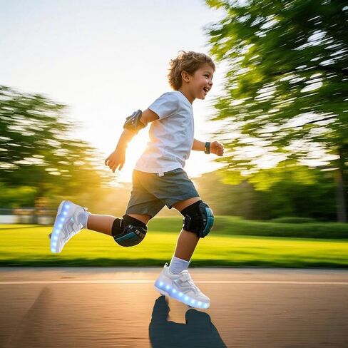 Girls Roller Shoes LED Lights Up Sneakers with Wheels Removable Lightweight Roller Skates Boys Beginners Trainers Skate Comfortable Sports Footwear Athletic USB Charge Sneaker Kids Gifts in Saudi Arabia