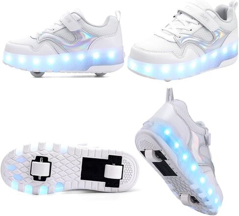 Girls Roller Shoes LED Lights Up Sneakers with Wheels Removable Lightweight Roller Skates Boys Beginners Trainers Skate Comfortable Sports Footwear Athletic USB Charge Sneaker Kids Gifts in Saudi Arabia