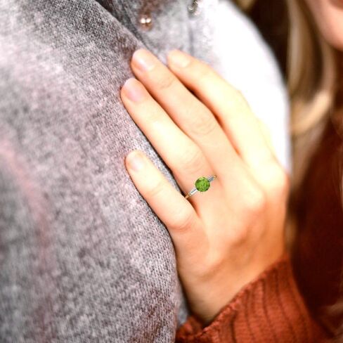 Clara Pucci 2 ct Natural Peridot and Zircon Engagement Ring - Round Cut 3-Stone in Solid 18K Yellow Gold - Promise Ring for Women - Anniversary Bridal Gift (Size) in Saudi Arabia