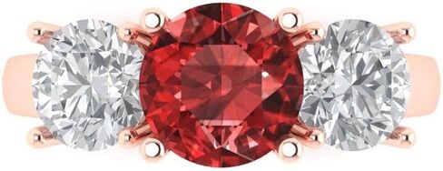 Clara Pucci 3 ct Natural Garnet and Zircon Engagement Ring - Round Cut 3-Stone in Solid 18K Rose Gold - Promise Ring for Women - Anniversary Bridal Gift (Size) in Saudi Arabia