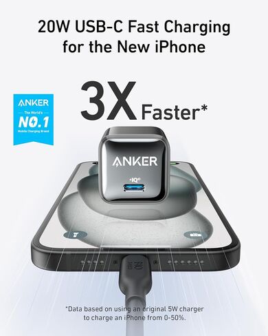 Anker USB C Charger Block 20W (Nano Pro), PIQ 3.0 Compact Fast Charger for iPhone 17/16/15/14/13 Series, Galaxy, Pixel 4/3, iPad (Cable Not Included) | For iPhone 17/16/15/14/13, Galaxy, Pixel 4/3, iPad and More Devices (Cable Not Included) in Kuwait