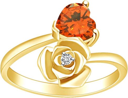 AFFY Heart Shape Simulated Birthstone 14k Yellow Gold Over Sterling Silver Promise Ring in Saudi Arabia