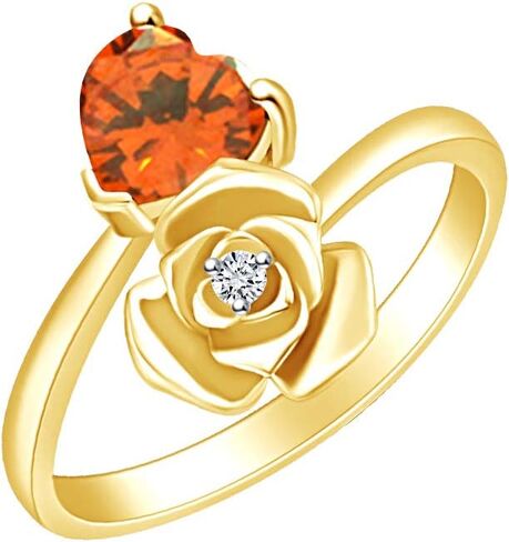 AFFY Heart Shape Simulated Birthstone 14k Yellow Gold Over Sterling Silver Promise Ring in Saudi Arabia