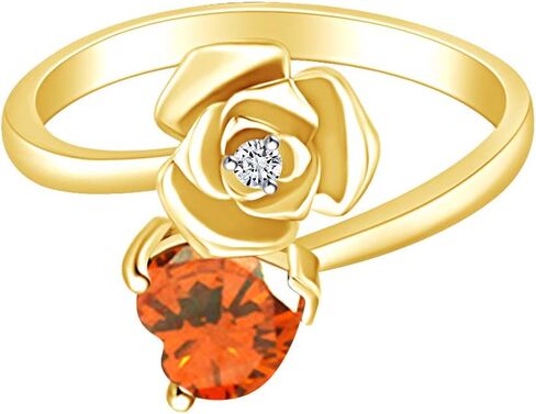 AFFY Heart Shape Simulated Birthstone 14k Yellow Gold Over Sterling Silver Promise Ring in Saudi Arabia