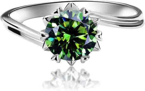 Moissanite Engagement Rings For Women 1CT Clear Color/Green Moissanite Eternity Promise Ring 925 Sterling Silver White Gold Plated Halo Snowflake Ring in Saudi Arabia