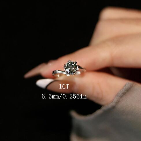Moissanite Engagement Rings For Women 1CT Clear Color/Green Moissanite Eternity Promise Ring 925 Sterling Silver White Gold Plated Halo Snowflake Ring in Saudi Arabia