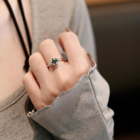 Moissanite Engagement Rings For Women 1CT Clear Color/Green Moissanite Eternity Promise Ring 925 Sterling Silver White Gold Plated Halo Snowflake Ring in Saudi Arabia