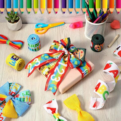 Chunful 12 Rolls Easter Wired Edge Ribbon 2.5" x 5 Yards Easter Egg Bunny Rabbit Carrot Burlap Ribbon Crafts Ribbon Fabric Decorative for Gift Wrapping Hair Bow Sewing Crafts Wreath Supplies in Kuwait