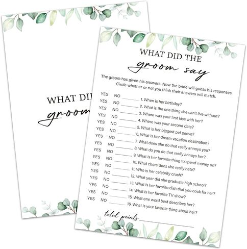 30 Pcs Match These Movie Quotes Game Wedding Shower Games, Bridal Shower Games 30 Guests for Engagement Wedding Party, Bridal Games for Showers (Eucalyptus Botanical Style) -0017 in Kuwait