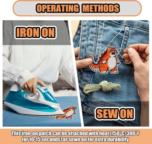 MACOCO Cat Patch Iron On Sew on Embroidered Funny 3 inches Cat Dinosaur Appliques Design Patch for Jeans Hats & Bags in Saudi Arabia