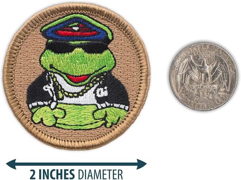 Gangsta Frog Patrol Patch - 2" Diameter Round Embroidered Patch (Iron-on) in Kuwait