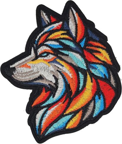 MACOCO Tactical Wolf Hook and Loop Patch – Colorful Wolf Embroidered Morale Patch for Jackets, Bags, Hats, Backpacks, Tactical Gear & DIY Projects – 9CM, Washable, Sew-On in Saudi Arabia