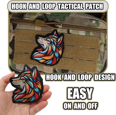 MACOCO Tactical Wolf Hook and Loop Patch – Colorful Wolf Embroidered Morale Patch for Jackets, Bags, Hats, Backpacks, Tactical Gear & DIY Projects – 9CM, Washable, Sew-On in Saudi Arabia