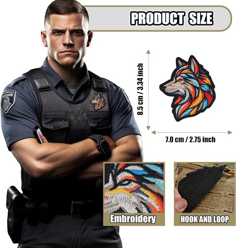 MACOCO Tactical Wolf Hook and Loop Patch – Colorful Wolf Embroidered Morale Patch for Jackets, Bags, Hats, Backpacks, Tactical Gear & DIY Projects – 9CM, Washable, Sew-On in Saudi Arabia