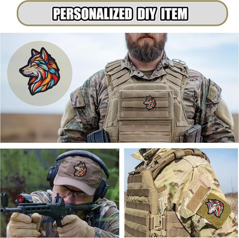 MACOCO Tactical Wolf Hook and Loop Patch – Colorful Wolf Embroidered Morale Patch for Jackets, Bags, Hats, Backpacks, Tactical Gear & DIY Projects – 9CM, Washable, Sew-On in Saudi Arabia