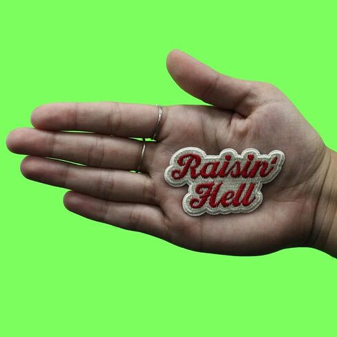 Raisin' Hell Western Patch Country Cowgirl Script Embroidered Iron On in Saudi Arabia