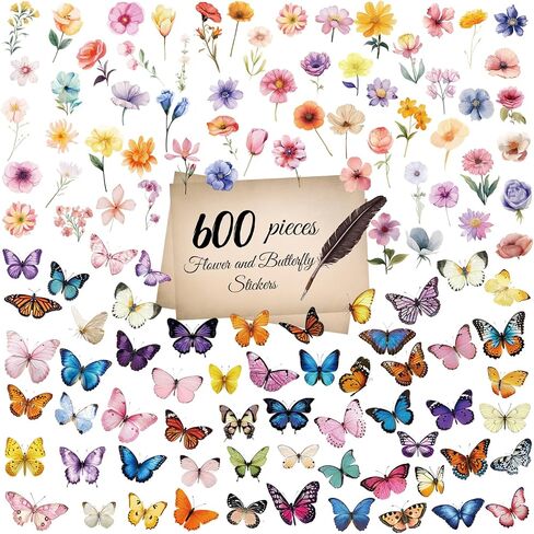 600Pcs Butterfly Stickers,Self-Adhesive PVC Vintage Butterfly Stickers for Scrapbook, Laptop, Journal, DIY Project, Window, Envelope Spring Themed Party Decors in Saudi Arabia