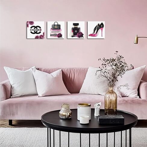 4 PCS Pink Fashion Canvas Art Art Black and White Decor Decor Ray Wall Decor in Kuwait