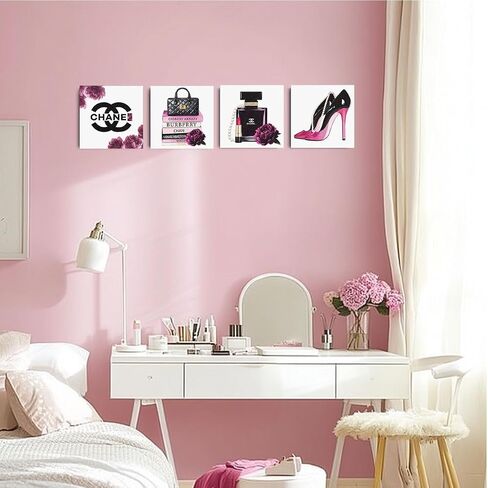 4 PCS Pink Fashion Canvas Art Art Black and White Decor Decor Ray Wall Decor in Kuwait