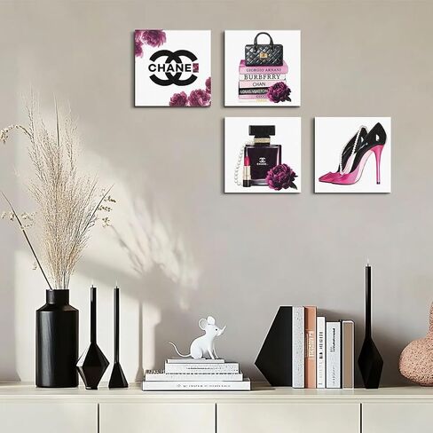 4 PCS Pink Fashion Canvas Art Art Black and White Decor Decor Ray Wall Decor in Kuwait
