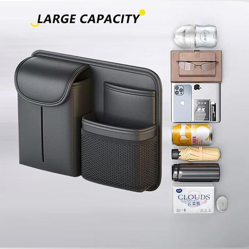 Tumecos Car Seat Back Storage Bag,Backseat Organizer with Tissue Box, Large Capacity Rear Seat Storage Pocket, Universal for Most Vehicles in Saudi Arabia