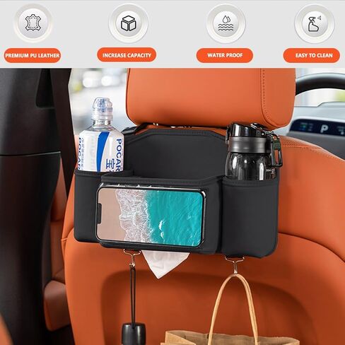 Tumecos Car Seat Back Storage Bag,Backseat Organizer with Tissue Box, Large Capacity Rear Seat Storage Pocket, Universal for Most Vehicles in Kuwait