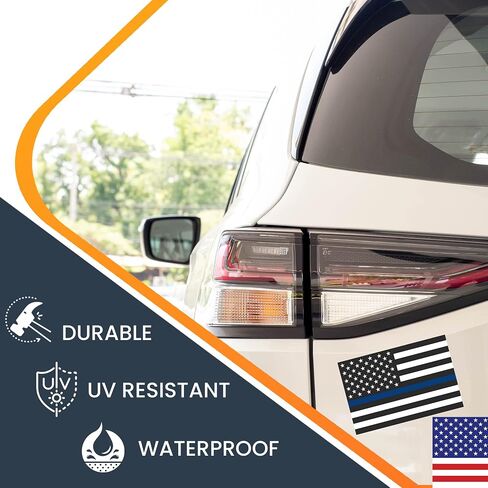 Magnet Me Up Thin Blue Line and American Flag Magnet Decal, 3x5 Inches, 2 Pack, Red, White, Blue, Heavy Duty Automotive Magnet for Car, Truck, SUV, or Any Other Magnetic Surface in Saudi Arabia