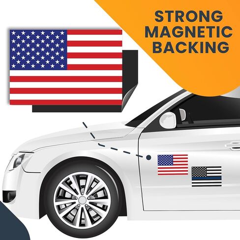 Magnet Me Up Thin Blue Line and American Flag Magnet Decal, 3x5 Inches, 2 Pack, Red, White, Blue, Heavy Duty Automotive Magnet for Car, Truck, SUV, or Any Other Magnetic Surface in Saudi Arabia