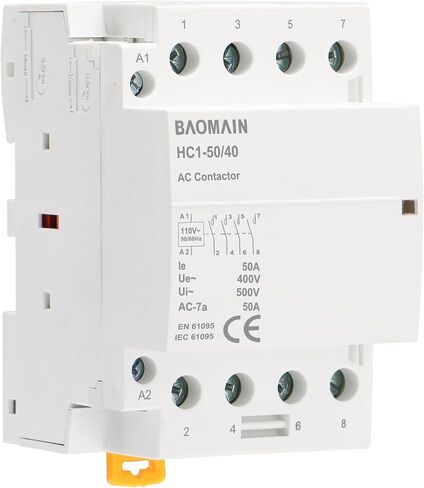 Baomain AC Contactor HC1-32/40 110VAC 30A 4 Pole 4NO التحكم في الدائرة العالمية مفتوح عادة 35 مم DIN Rail Mount CE المدرجة in Kuwait
