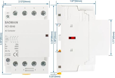 Baomain AC Contactor HC1-32/40 110VAC 30A 4 Pole 4NO التحكم في الدائرة العالمية مفتوح عادة 35 مم DIN Rail Mount CE المدرجة in Kuwait