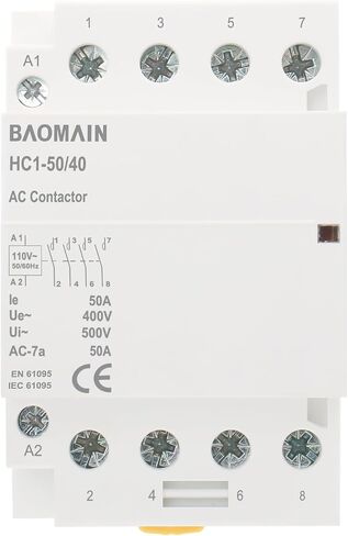 Baomain AC Contactor HC1-32/40 110VAC 30A 4 Pole 4NO التحكم في الدائرة العالمية مفتوح عادة 35 مم DIN Rail Mount CE المدرجة in Kuwait