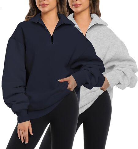 2 Pack Womens Zip Up Hoodies Oversized Sweatshirts Fall Long Sleeve Shirts Fashion Pullover in Saudi Arabia