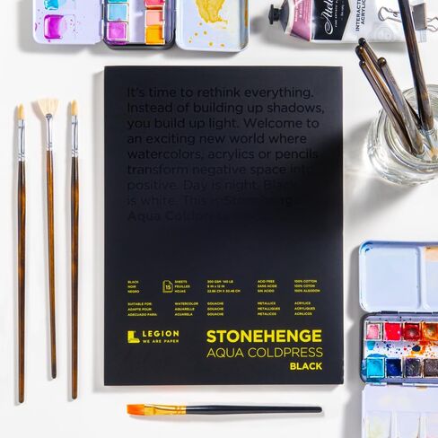 Stonehenge Aqua Black Medium Weight Medium Weight Pad, 140lb, Coldpress, 10 x 14 Inches, 15 Sheets for Wet and Dry Media in Kuwait