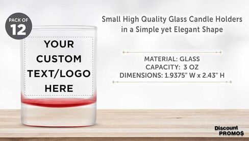 DISCOUNT PROMOS Custom Arc Votive Candle Holders 3 oz. Set of 72, Personalized Bulk Pack - Thick Base, Perfect for Wedding, Anniversary and Party Favors - Pink Bottom in Kuwait