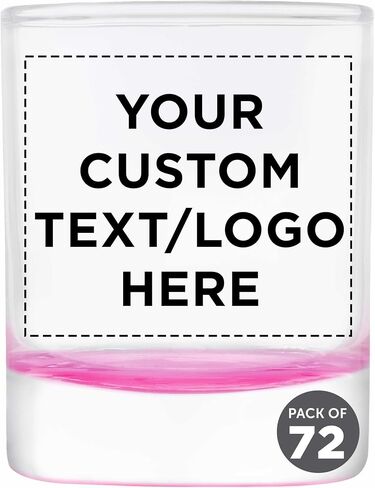 DISCOUNT PROMOS Custom Arc Votive Candle Holders 3 oz. Set of 72, Personalized Bulk Pack - Thick Base, Perfect for Wedding, Anniversary and Party Favors - Pink Bottom in Kuwait