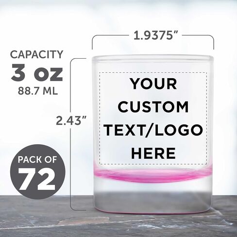 DISCOUNT PROMOS Custom Arc Votive Candle Holders 3 oz. Set of 72, Personalized Bulk Pack - Thick Base, Perfect for Wedding, Anniversary and Party Favors - Pink Bottom in Kuwait