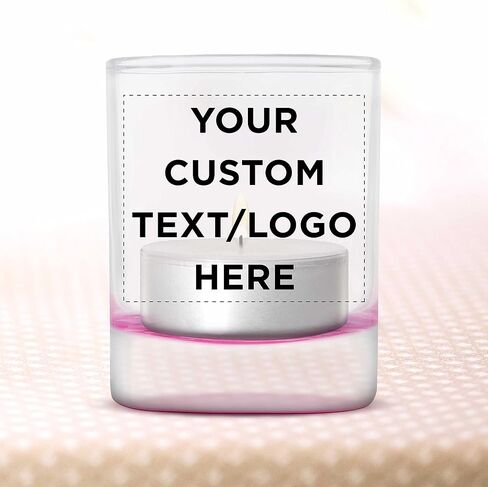DISCOUNT PROMOS Custom Arc Votive Candle Holders 3 oz. Set of 72, Personalized Bulk Pack - Thick Base, Perfect for Wedding, Anniversary and Party Favors - Pink Bottom in Kuwait