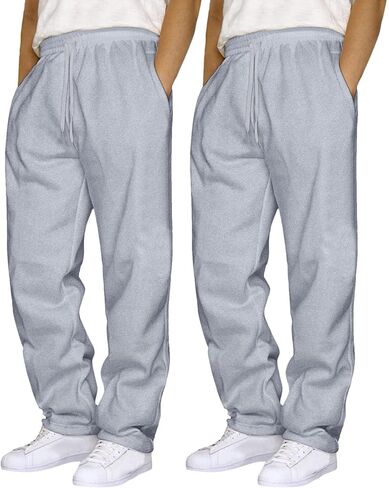 Baggy Sweatpants Men Wide Leg Joggers Pants Fleece Elastic Waist Drawstring Workout Running Trousers with Pockets 2-3 Pack in Saudi Arabia