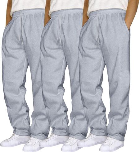 Baggy Sweatpants Men Wide Leg Joggers Pants Fleece Elastic Waist Drawstring Workout Running Trousers with Pockets 2-3 Pack in Saudi Arabia