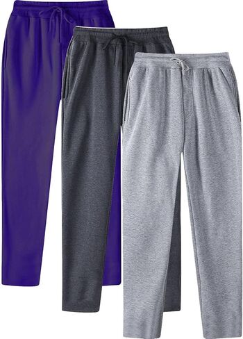 Baggy Sweatpants Men Wide Leg Joggers Pants Fleece Elastic Waist Drawstring Workout Running Trousers with Pockets 2-3 Pack in Saudi Arabia
