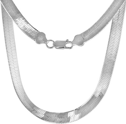 سترلينج الفضة 7 ملم قلادات وأساور متعرجة للنساء والرجال حواف النيكل خالية من إيطاليا 7-30 بوصة in Kuwait