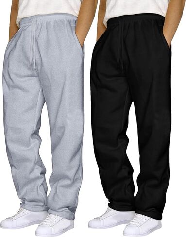 Baggy Sweatpants Men Wide Leg Joggers Pants Fleece Elastic Waist Drawstring Workout Running Trousers with Pockets 2-3 Pack in Saudi Arabia