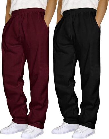 Baggy Sweatpants Men Wide Leg Joggers Pants Fleece Elastic Waist Drawstring Workout Running Trousers with Pockets 2-3 Pack in Saudi Arabia