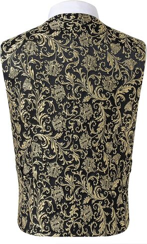 Men's 4pc Classic Paisley Suit Vest Set Bow Tie and Hanky for Tuxedo,Silver,2XL in Saudi Arabia