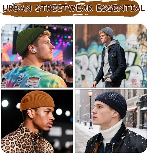 غنيمة الصوف متماسكة الكفة قصيرة الصياد قبعة صغيرة للرجال نساء ، ربيع الخريف فصل الشتاء دافئ القبعات ، قبعة جمجمة مسار ، شاهد غطاء in Kuwait