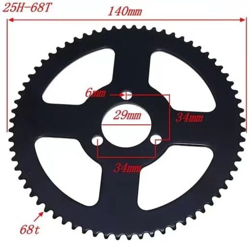 Motorcycle Sprocket Gear Accessories 68T 25H 29mm Rear Chain Sprocket for 2 Stroke 47cc 49cc Engine Chinese Pocket Bike Mini ATV Quad 4 Wheeler Scooter in Saudi Arabia